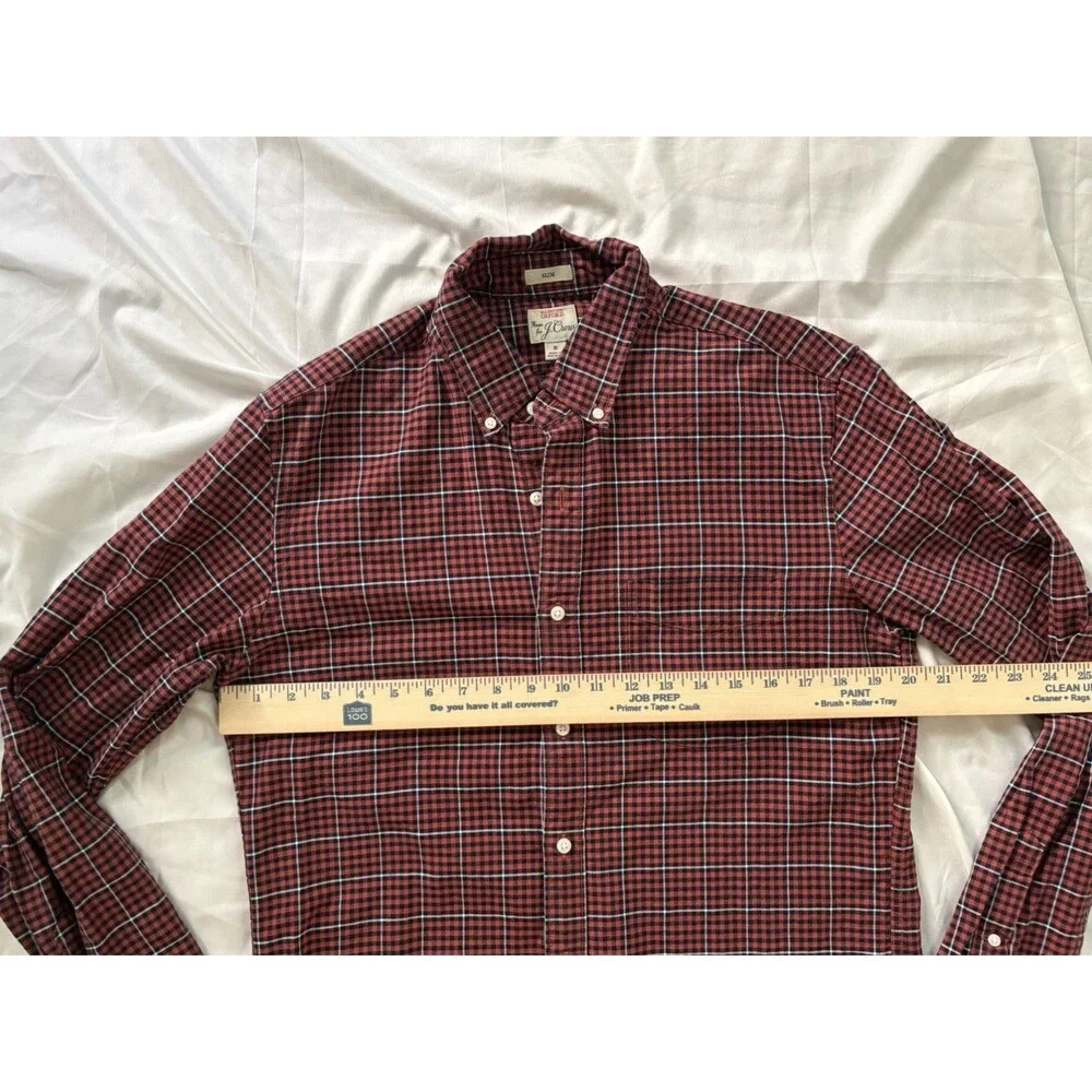 J Crew Flannel Shirt Red Black Plaid Mens S Button Up Cabin Outdoor Classic Prep